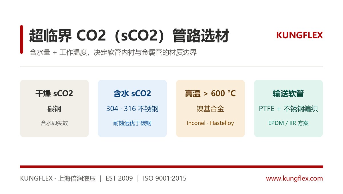 超临界 CO2(sCO2)管路选材:含水量与工作温度决定材质边界
